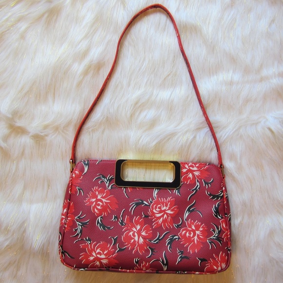 Talbots Handbags - Talbot's Red Leather Floral Purse